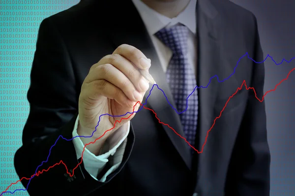 Análise do empresário o gráfico da bolsa de valores — Fotografia de Stock