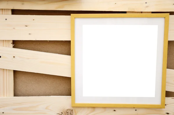 Quadro de imagem na parede de madeira — Fotografia de Stock