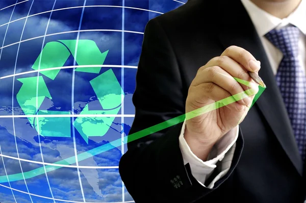 Businessman how trend of recycle industrial in the world — Stock Photo, Image
