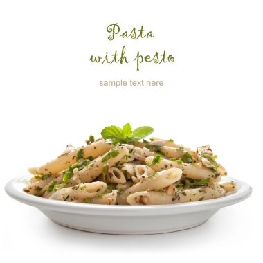 Pasta with pesto sauce clipart