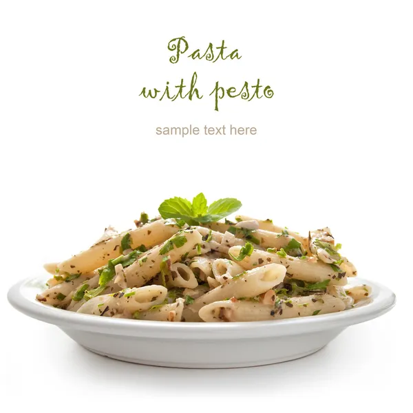 Pesto soslu makarna — Stok fotoğraf