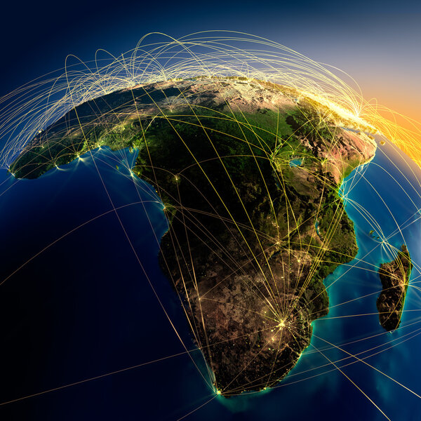 Основные воздушные маршруты Африки и Мадагаскара

