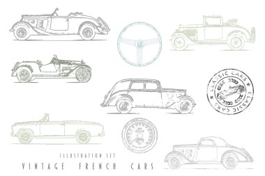 resimde pul tasarımı ile klasik Fransız otomobil ayarla