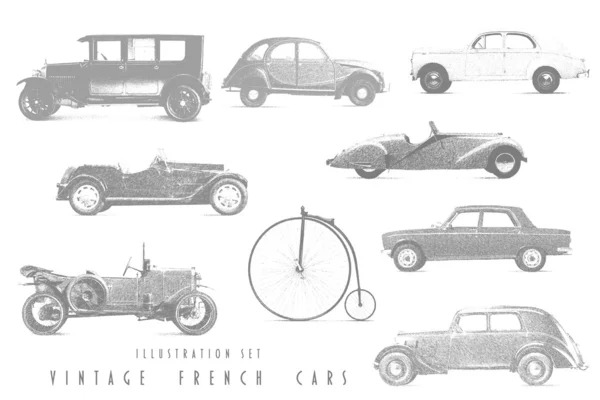 Ilustracja zestaw aut francuskich — Zdjęcie stockowe