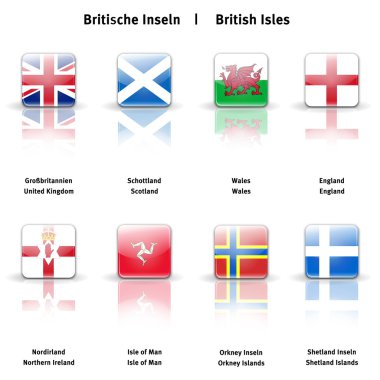 Glossy icons British Isles clipart