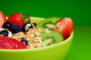 Healthy muesli with fruits breakfast clipart