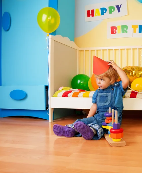 Kid after birthday party — Stock Photo, Image