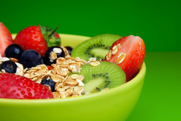 Healthy muesli with fruits breakfast