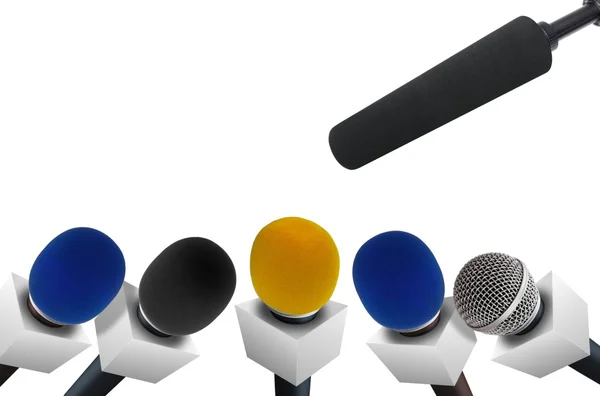Microfones de conferência de imprensa — Fotografia de Stock