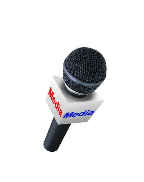 Mídia microfone relatório — Fotografia de Stock