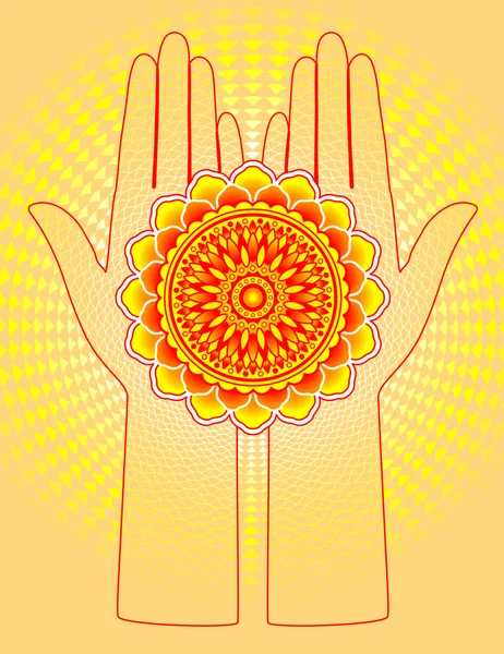 Mains avec fleur — Image vectorielle