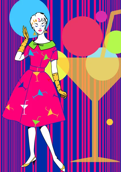 Femme en robe de cocktail — Image vectorielle