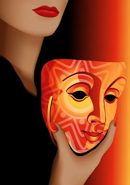 Femme et masque — Image vectorielle