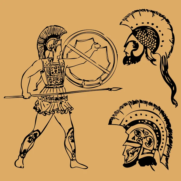 Ókori görög harcos — Stock Vector
