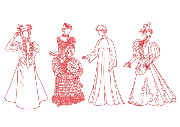 Женщины в европейских костюмах — стоковый вектор