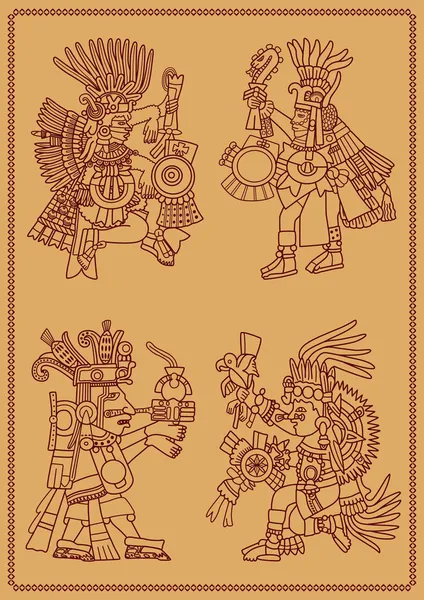 Quatro índios americanos maya — Vetor de Stock