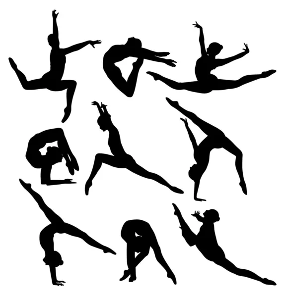 Дев'ять гімнастки — стоковий вектор