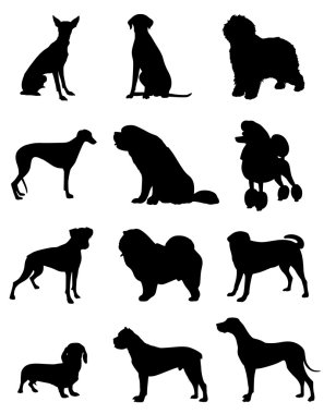 Shades of different breeds of dogs clipart