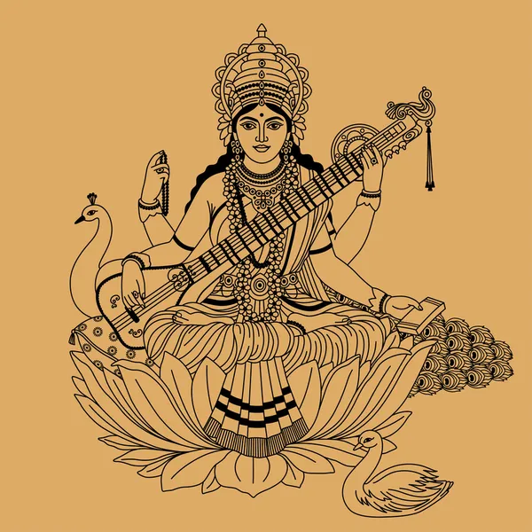 Hindu Tanrıça — Stok Vektör