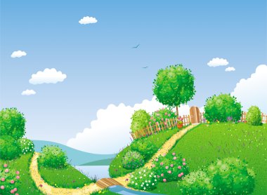 Rural landscape clipart