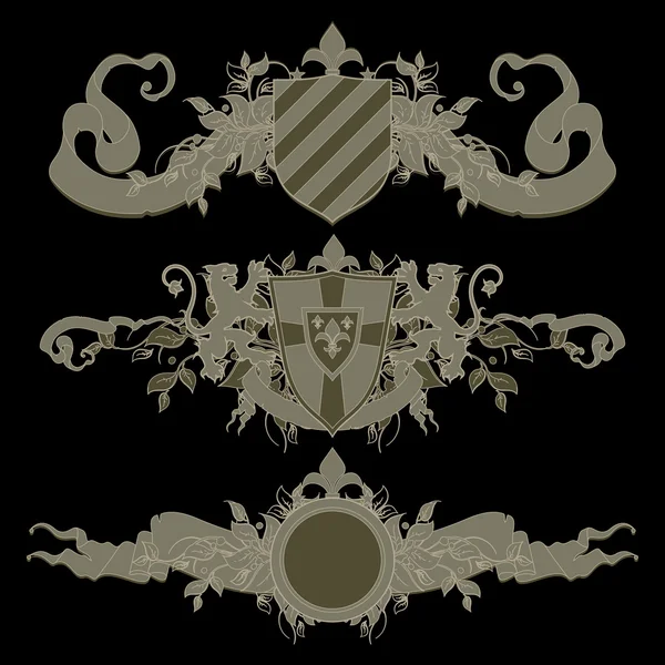 Set of heraldic shields — Stock Vector