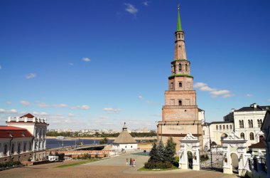 View of the Presidential Palace and the Tower Soyembike in the Kremlin in Kazan clipart