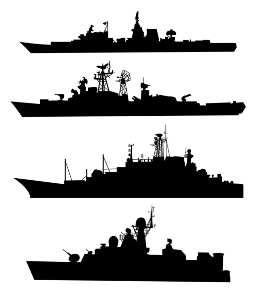 Conjunto de siluetas de barco — Vector de stock