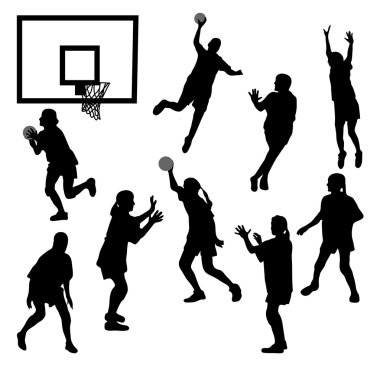 Female basketball silhouettes clipart