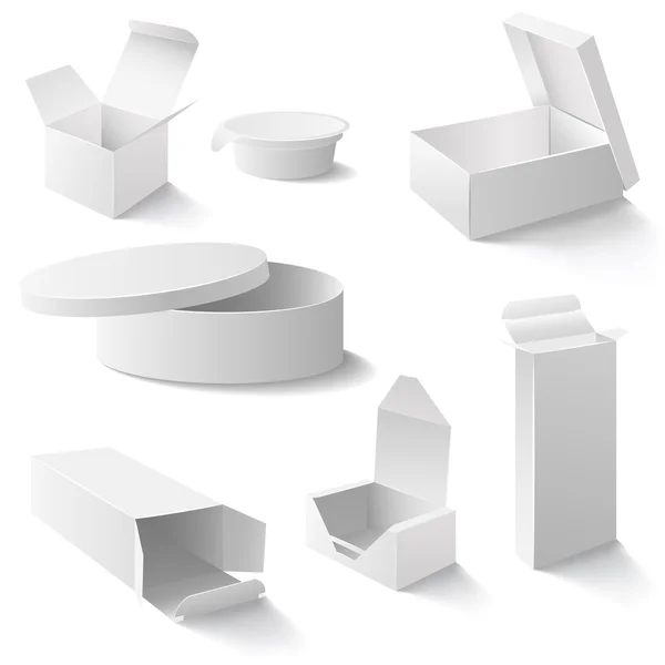Vita lådor set — Stock vektor
