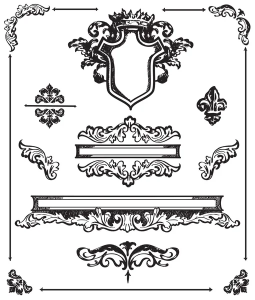 Conjunto de elementos de diseño caligráfico — Archivo Imágenes Vectoriales