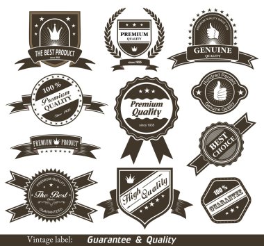 Vintage Styled Premium Quality and Satisfaction Guarantee Label. clipart