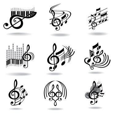 Music notes. Set of music design elements or icons. clipart
