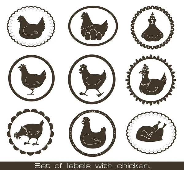 Set of labels with chicken. — Stock Vector