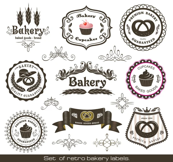 Ensemble d'étiquettes de boulangerie rétro vintage — Image vectorielle