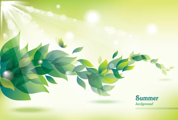 stock vector Abstract summer background with green leaves.