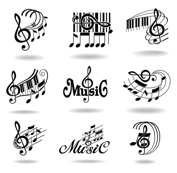 Notas musicales. Conjunto de elementos o iconos de diseño musical . — Archivo Imágenes Vectoriales
