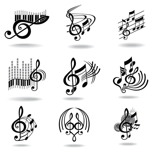 Notas musicales. Conjunto de elementos o iconos de diseño musical . — Archivo Imágenes Vectoriales