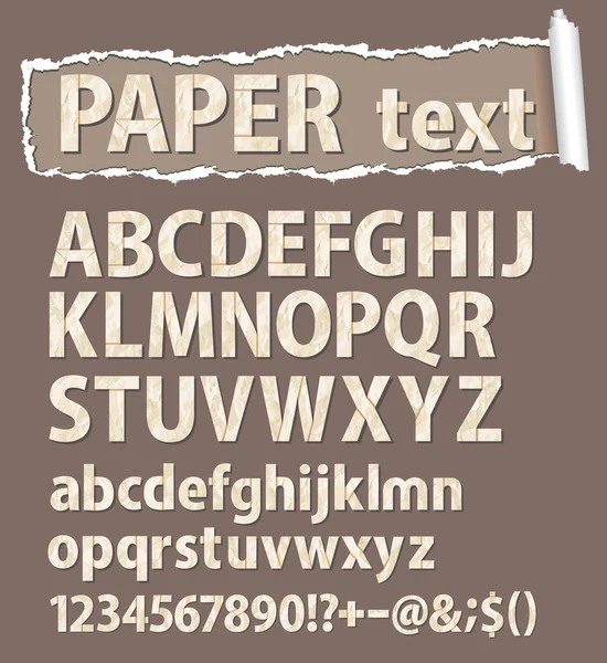 Паперовий векторний шрифт. Листи, цифри та орфографічні символи . — стоковий вектор
