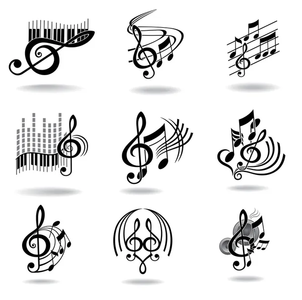 Notas musicales. Conjunto de elementos o iconos de diseño musical . — Vector de stock