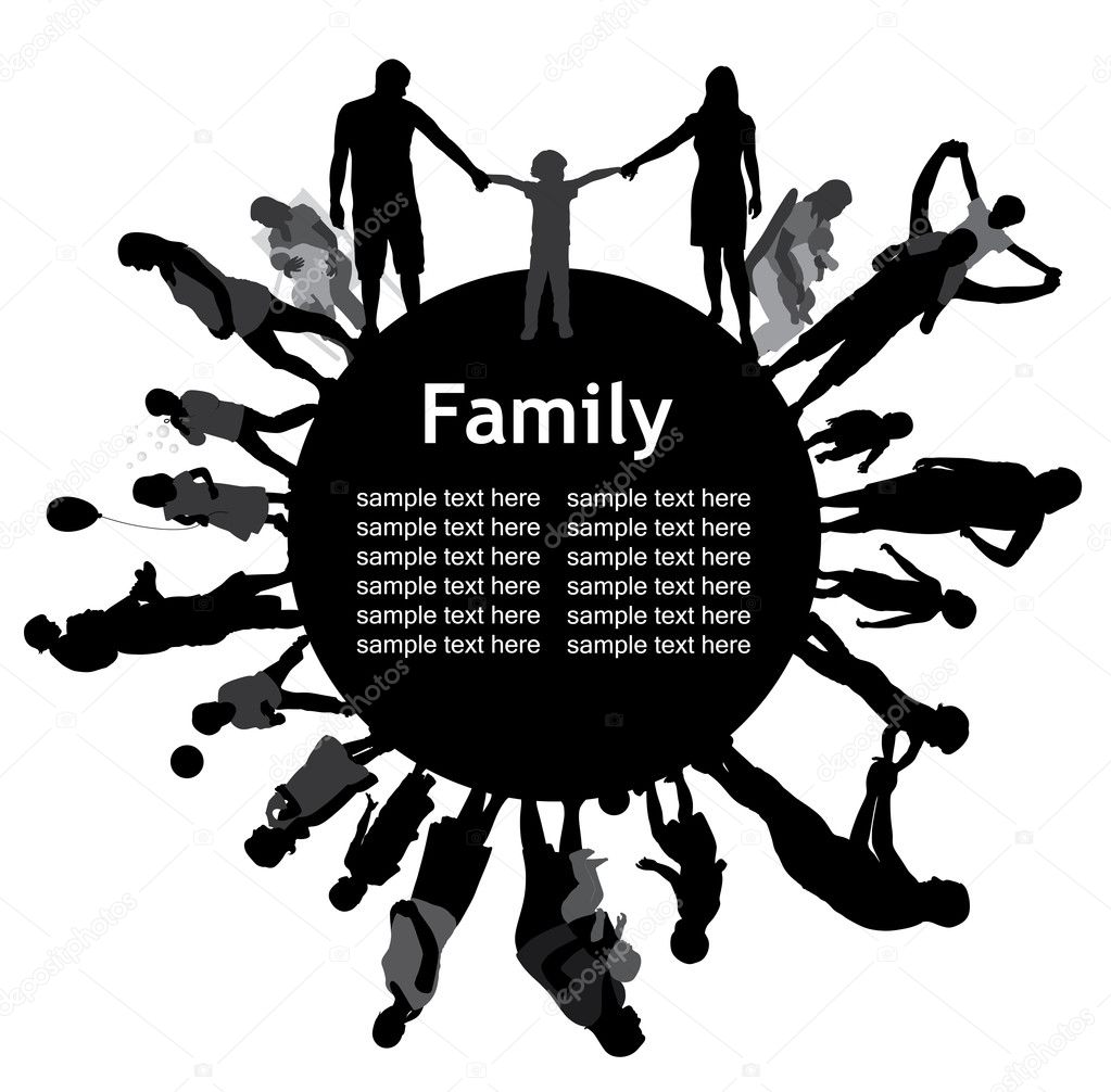 Frame with family silhouettes.