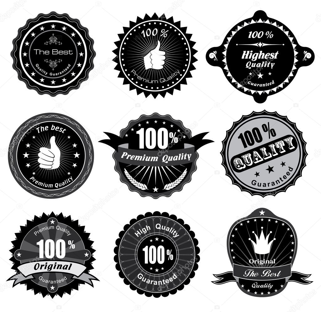 Vintage Styled Premium Quality and Satisfaction Guarantee Label. Black and white design.