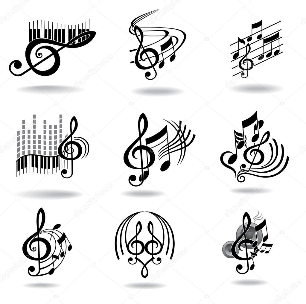 Music notes. Set of music design elements or icons.