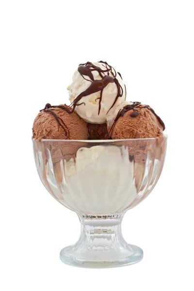 Vanilyalı ve çikolatalı dondurma. Stok Resim