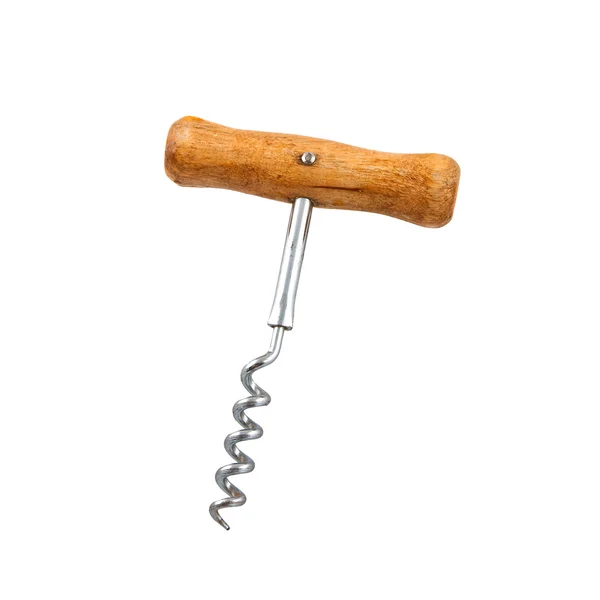 Corkscrew with wooden handle — Stock Photo, Image