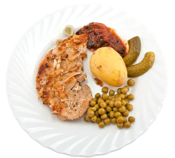 Pork chop with boiled new potatoes — Stock Photo, Image