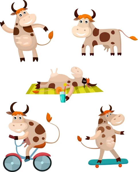 Conjunto de vacas — Archivo Imágenes Vectoriales