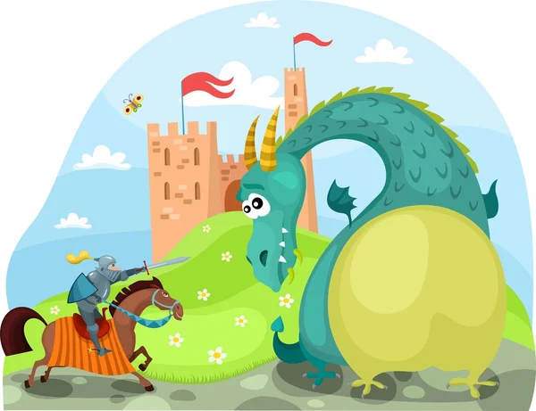 Dragon and knight — Stock Vector