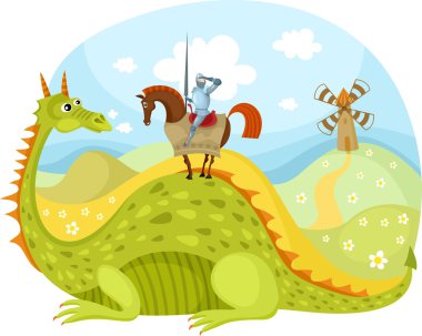 Dragon and knight clipart