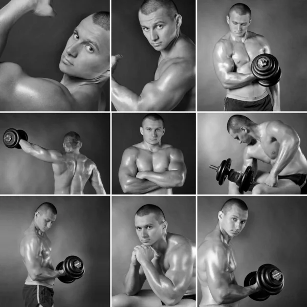 Kaslı erkek model vücut geliştirmeci — Stok fotoğraf