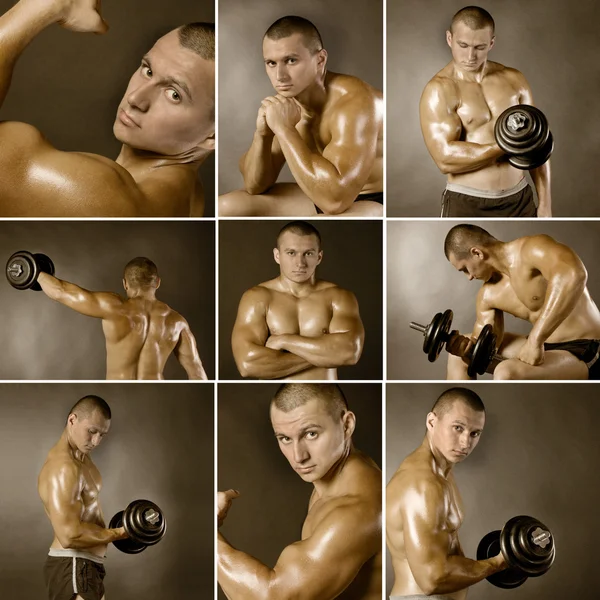 Kaslı erkek model vücut geliştirmeci — Stok fotoğraf